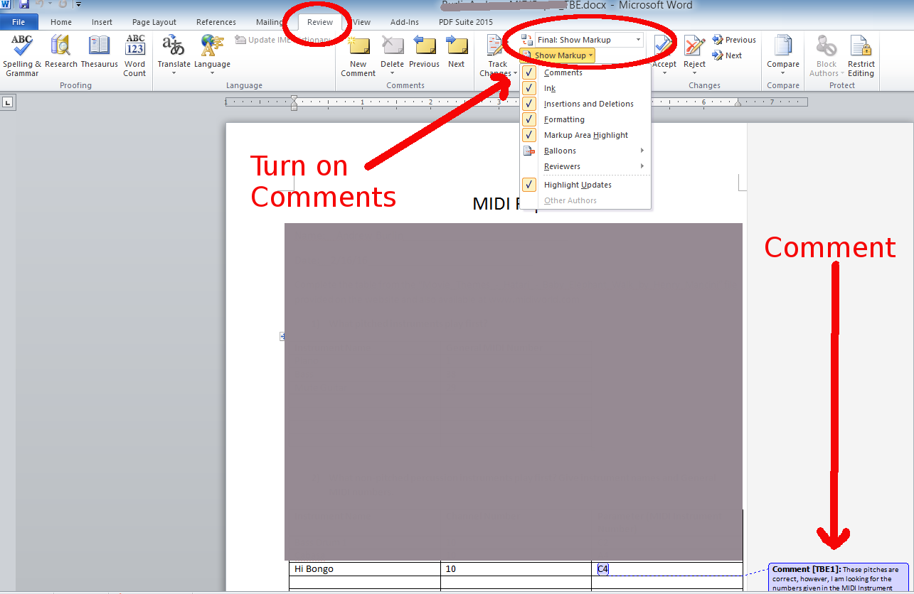 Comment Feature in MS Word